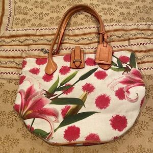 Dooney Bourke Cindy Lilly Bag, Brown Leather,
Canvas, Tote Preppy Classic Purse